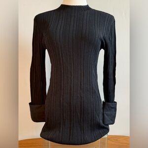 MM Lafleur Black Ribbed Knit Top